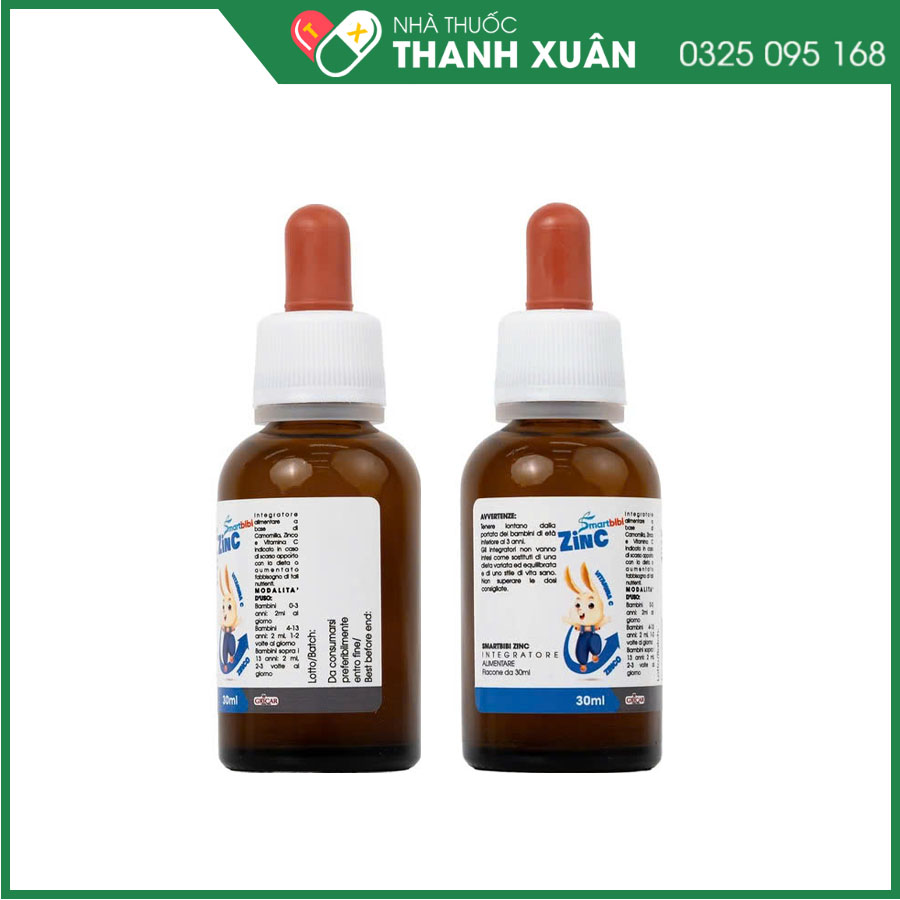 Smartbibi ZinC giúp bổ sung Kẽm và Vitamin C giúp cải thiện biếng ăn và tăng cường sức đề kháng cho trẻ